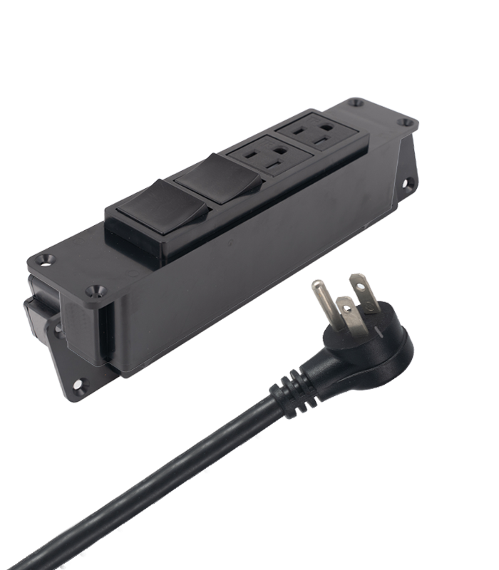 Concealed two-position plug + dual switch + USB+C port