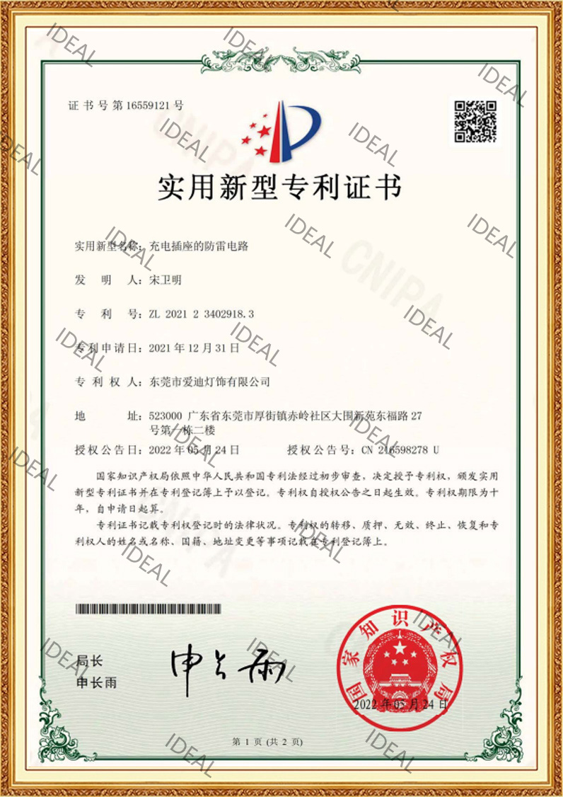 P34317新型证书（充电插座的防雷电路）